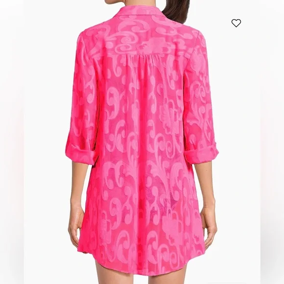 Lilly Pulitzer Natalie Roxy Pink Easy Cover Up Shirt size XXS - Picture 3 of 13